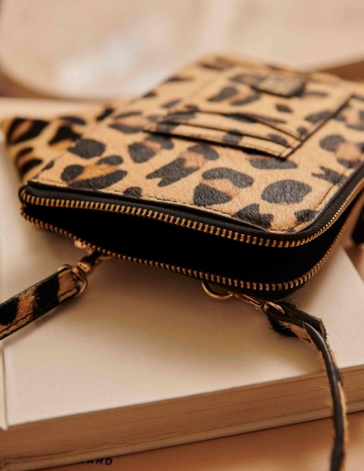 Petite Mendigote Porte Téléphone Eliza Leopard | Femme Petite Maroquinerie